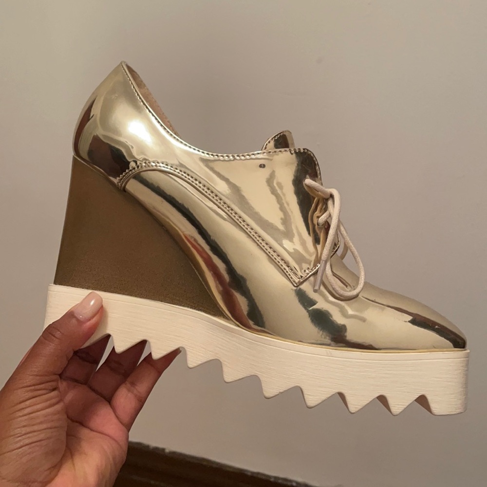 Metallic gold shoes